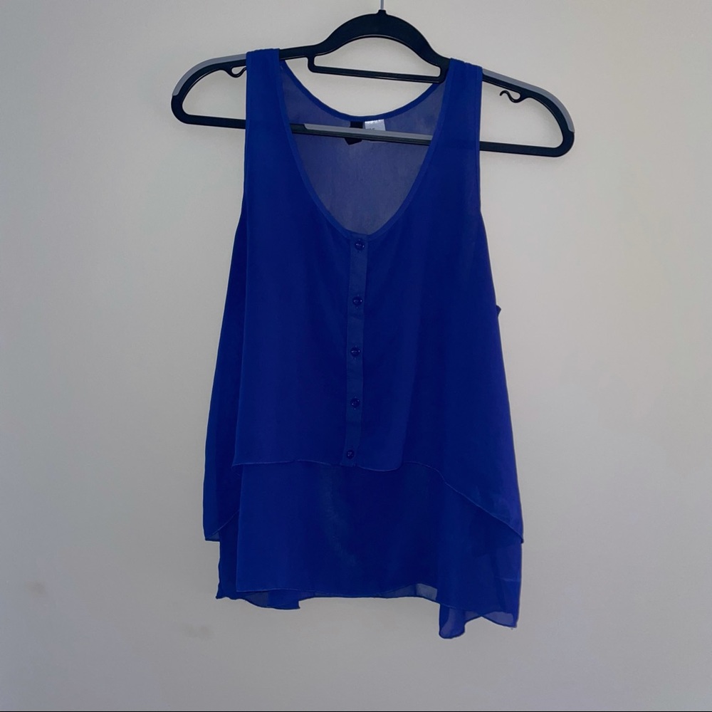 Sheer Royal Blue Tank Top